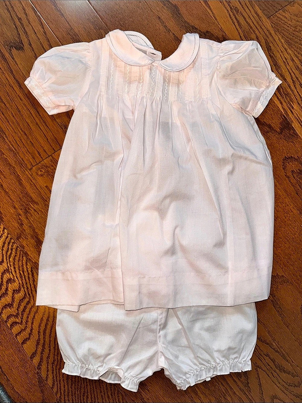 Petit Ami Baby Girl 9M Pale Pink Heirloom Dress & Bloomers Set